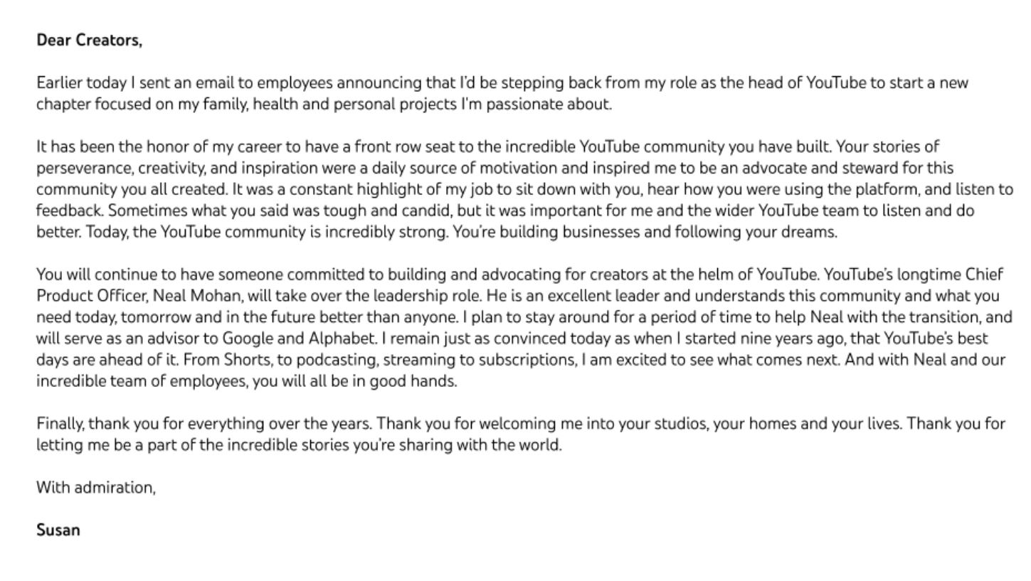 YouTube CEO Susan Wojcicki Resigns Day After House GOP Issues Subpoenas to Big Tech CEOs