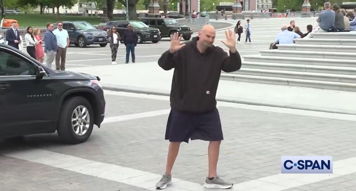 Dazed and Confused Fetterman Returns to Capitol Hill After 2-Month Absence Looking Like a Slob (VIDEO)