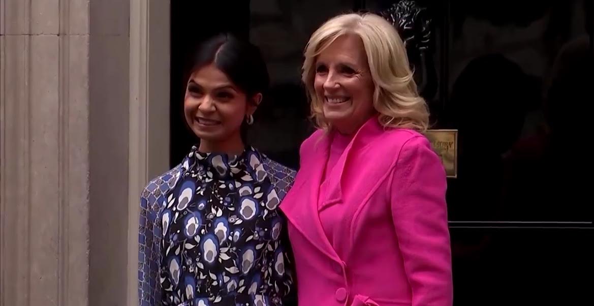 Jill Biden Arrives in London in ,200 Dior Heels and Bright Pink Outfit as Feeble Joe Stays Behind (VIDEO)