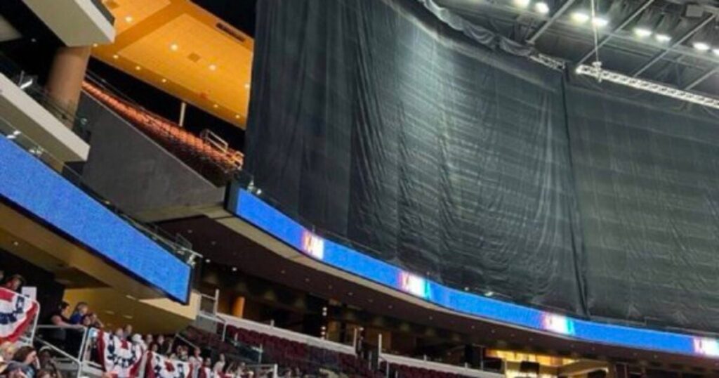 Kamala Harris Lies About Size of Arizona Rally Crowd; Massive Black Curtains Used to Hide Thousands of Empty Seats