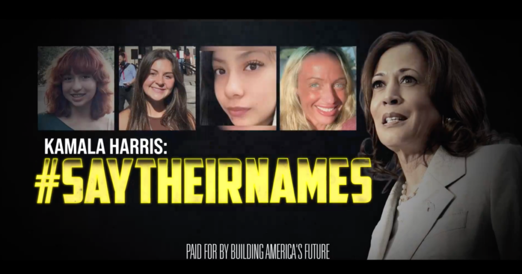 ‘#SayTheirNames’ Pro-Trump Group Launches New Ad in Battleground States Hitting Kamala Harris On Border Crisis