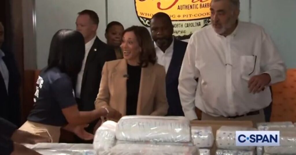 Kamala Harris Gets Put on “Diaper Detail” During Hurricane Helene Photo-Op in North Carolina and Social Media Users Have Humorous Thoughts (VIDEO)