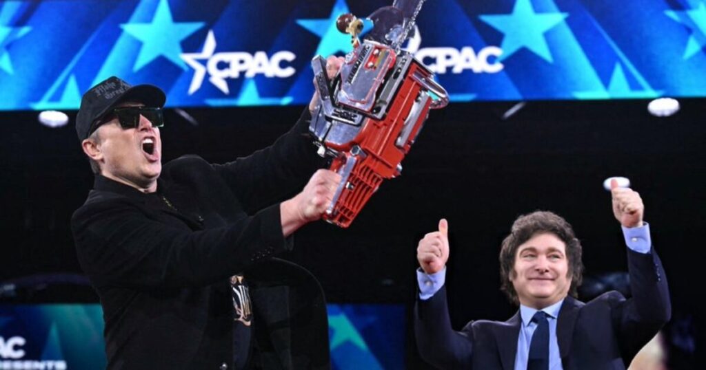 EPIC: ‘Argentine Trump’ Javier Milei Presents Elon Musk With DOGE Chainsaw at CPAC