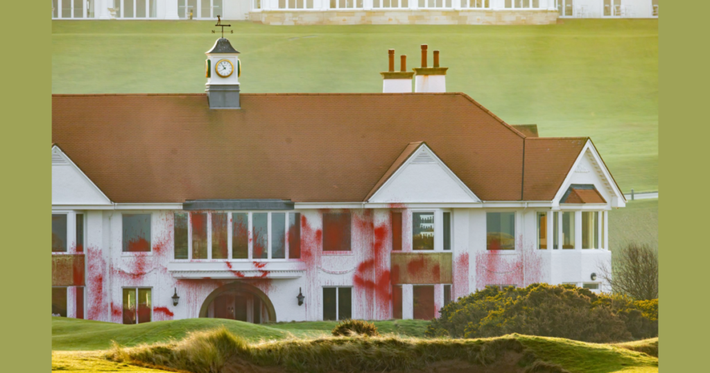 Pro Hamas Agitators Deface Trump Golf Course in Scotland