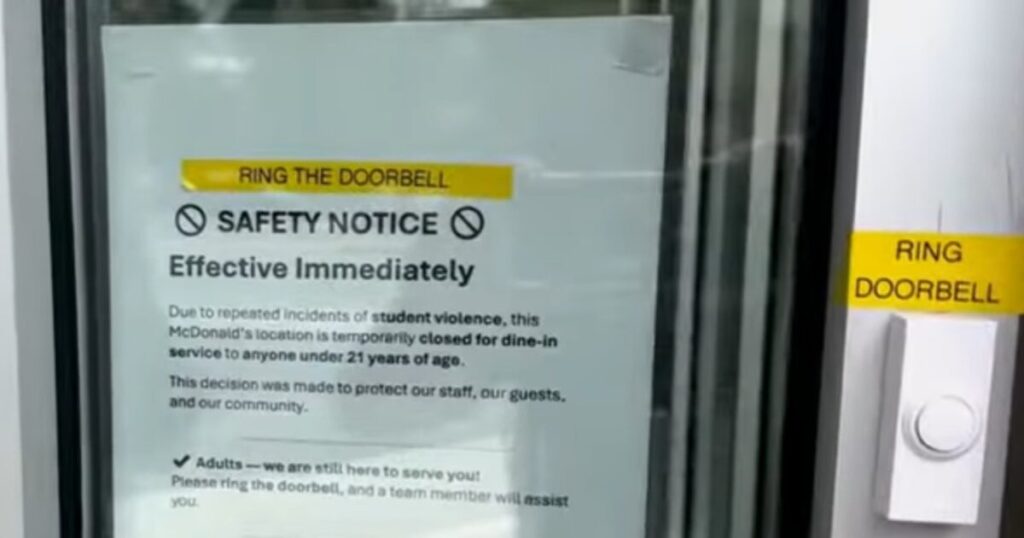 Adults Must Ring Doorbell for Entry After D.C. Area McDonald’s Bans Under 21-year-Olds From Indoor Dining for “Repeated Incidents of Student Violence” (Video)