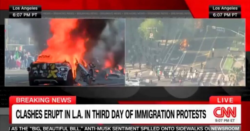 DEVELOPING: 500 Active Duty Marines Prepared to Deploy to Downtown Los Angeles as Rioters Set Cars on Fire