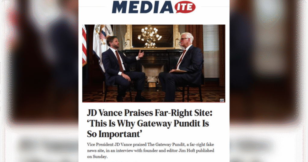 Far-Left Fake News Website Mediaite Attacks Vice President Vance for Sitting with TGP’s Jim Hoft and Sending a Message to the “VINDICATION” Conference Attendees