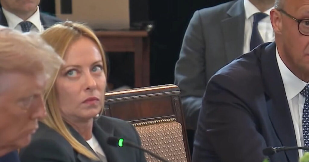 WATCH: Italian Prime Minister Giorgia Meloni Rolls Eyes, Looks Frustrated as German Chancellor Friedrich Merz Lectures Trump and Calls for Ceasefire Instead of Full Peace Deal – Trump Responds with FIRE