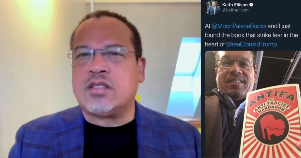WATCH: Minnesota AG Keith Ellison Claims Antifa ‘Isn’t an Organization’ on MSNBC, But He Once Posed Grinning with Their Handbook Written by Professor Who Just Fled the Country