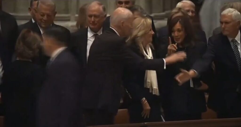 Biden’s Awkward Encounter with Kamala Harris at Dick Cheney’s Funeral (VIDEO)