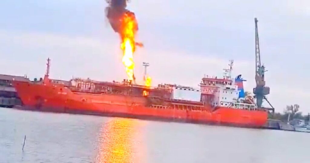 Romania Evacuates Villages After Russian Drone Strikes Turkish LNG Tanker Across the Border at Ukrainian Izmail Port (VIDEOS)