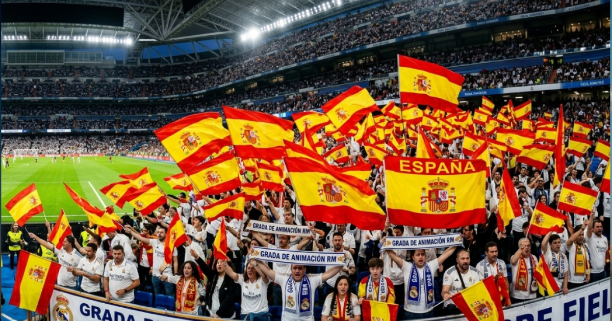 Real Madrid removes the Spanish flag from the Santiago Bernabéu supporters’ section ahead of the Manchester City match to avoid potential UEFA sanctions