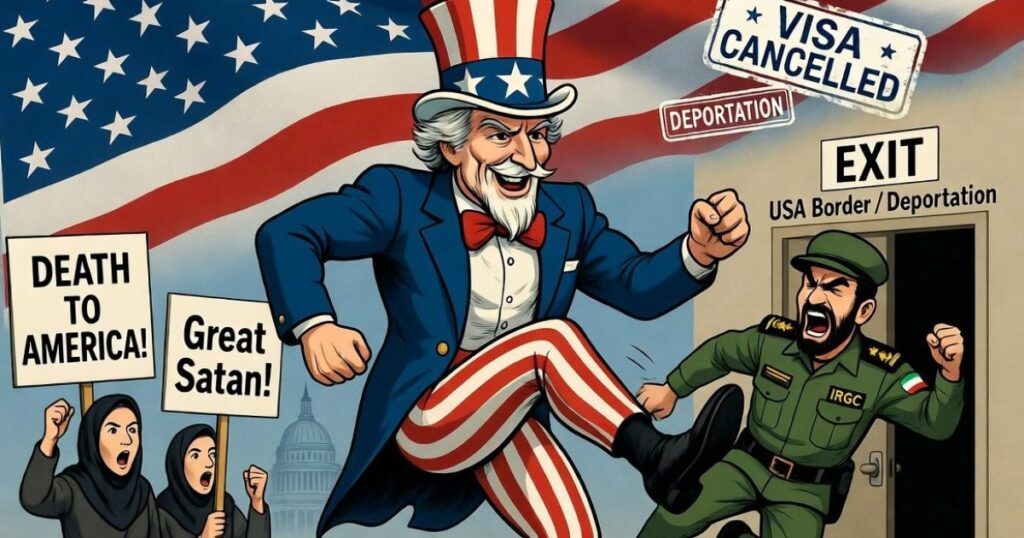 IRGC Family Members Chanting “Death to America,” Outraged Over Visa Cancellation