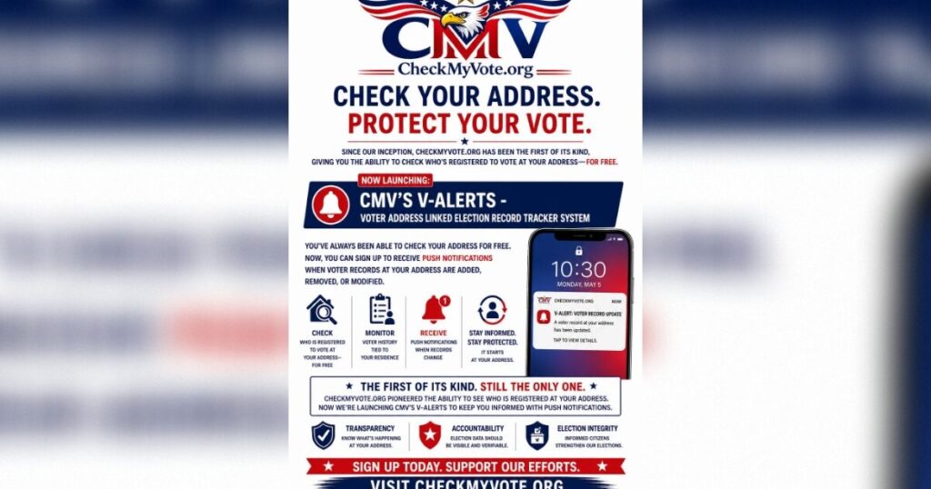 CheckMyVote.org Launches V-ALERTS — Push Notification Service for Voter Registration Address Monitoring