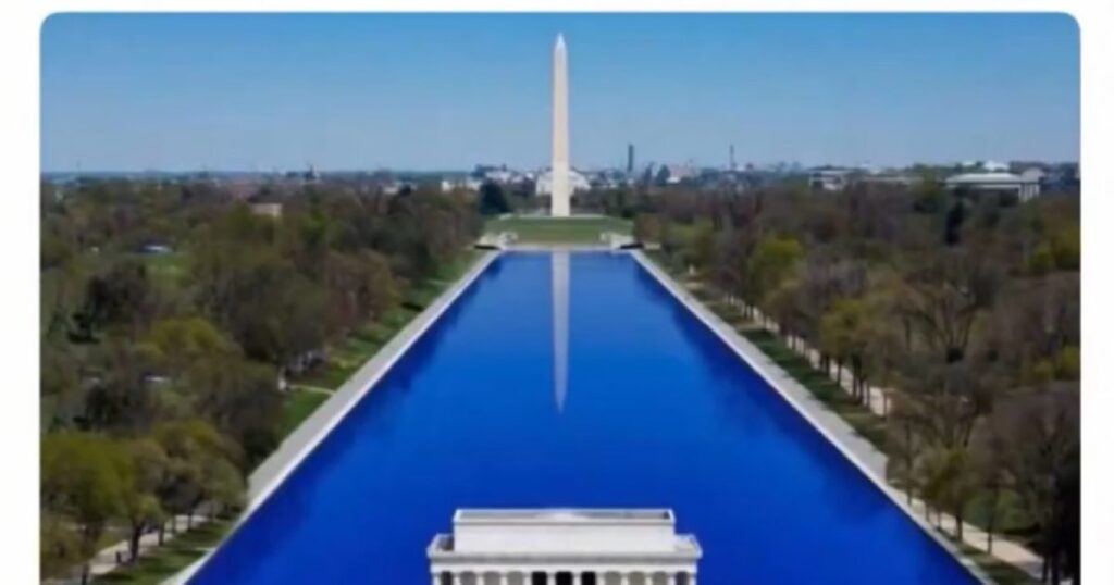 (VIDEO) Leftists Vandalize Trump’s Newly Renovated Reflecting Pool by Cutting Blue Sealant Out and Writing “86 47” Message – Man Arrested