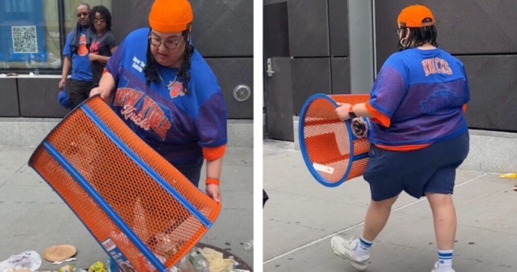JPMorgan DEI Executive FIRED After Dumping Garbage on Street, Stealing Knicks Trashcan in Viral Video