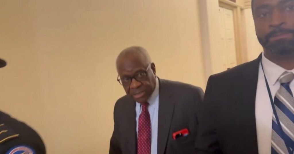 WATCH: Supreme Court Justice Clarence Thomas Brushes Off Reporter Asking Why He’s Walking Through House Side of Capitol