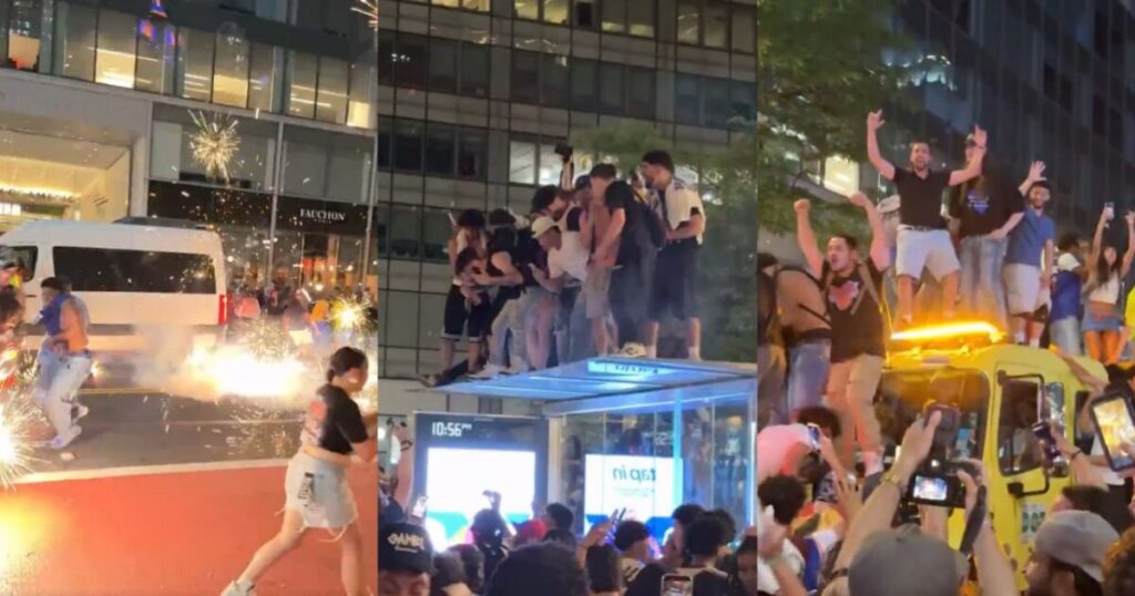 Knicks Win the Title and NYC Burns: Rioters Attack NYPD Horses and Vehicles in Times Square Mayhem (VIDEOS)