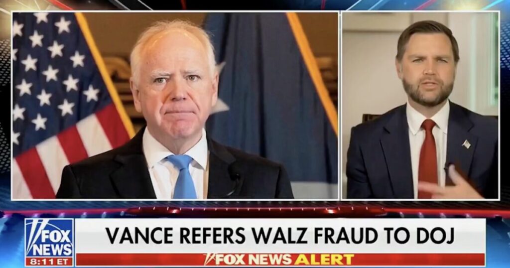 “Fraud Czar” VP JD Vance REFERS Radical MN Gov. Tim Walz to DOJ for Full Criminal Fraud Investigation