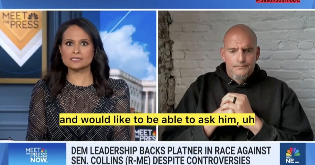 John Fetterman Presses Kristen Welker to Confront Graham Platner Over Kik Sexting Allegations
