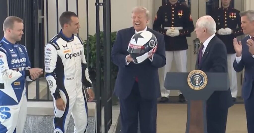 WATCH: IndyCar Racers Gift Trump With Custom Race Helmet – Trump Says IndyCar Race to Be “Awesome Display of American Patriotism, Raw Horsepower and Ingenuity”