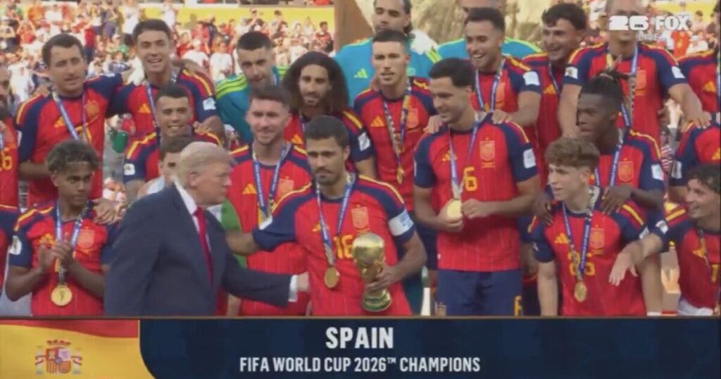 BREAKING: Spain Wins 2026 World Cup, Beats Argentina 1-0 in Extra Time – Trump Personally Delivers World Cup Trophy to Spanish Team (VIDEO)