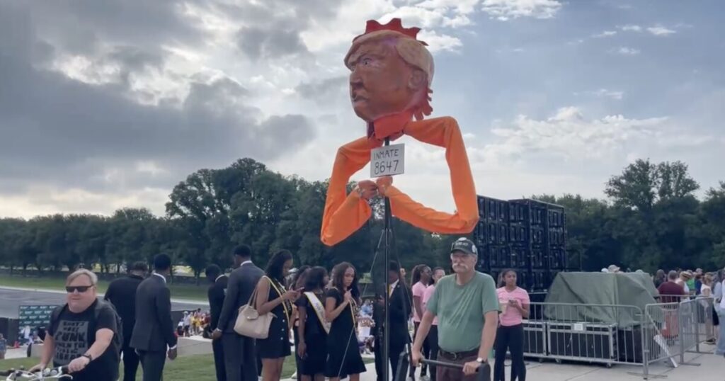 TDS ERUPTS at 63rd Anniversary of MLK March — Protester Admits She Knows NO ONE Facing Voter Suppression, Complains About Weak Turnout — Trump “Inmate 8647” Statue Paraded Through DC